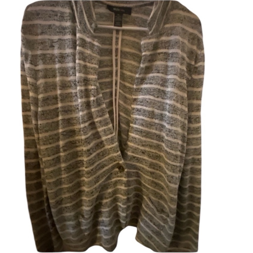 Style & Co. Gray Striped‎ Cardigan